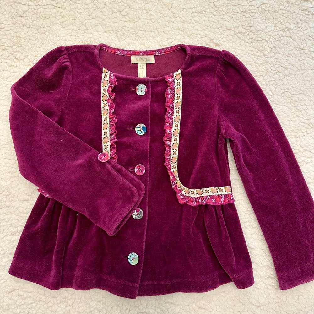 Matilda Jane Magenta Kids Cardigan with Floral Accents